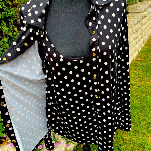 Black with white polka dots, Blouse, Size L - Picture 3 of 4